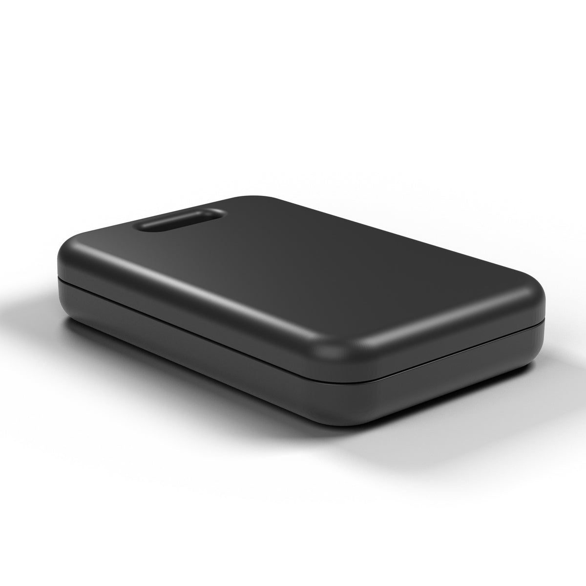 Orbit Tag Duo key tracker in black, low three-quarter view