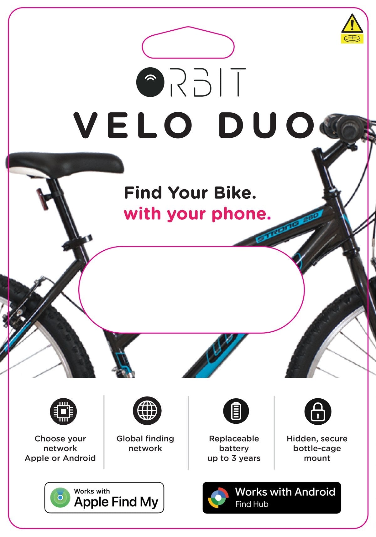 Orbit Velo Duo box: choose your network, Apple or Android